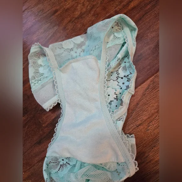 NWT Victoria’s Secret Body By Victoria Mint Floral Lace Mesh Hiphugger Panty L - Picture 6 of 6